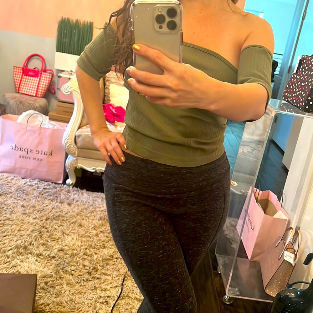 Active Basic Avocado Green Spandex Top! - image 1